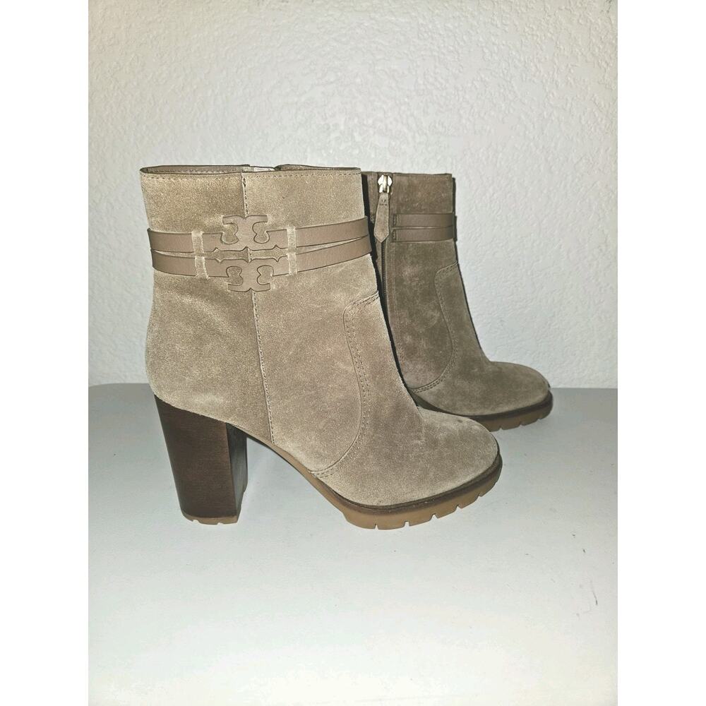 TORY BURCH Leigh 90 MM Lug Sole Booties Tan Women's SZ 7.5 - Picture 3 of 16
